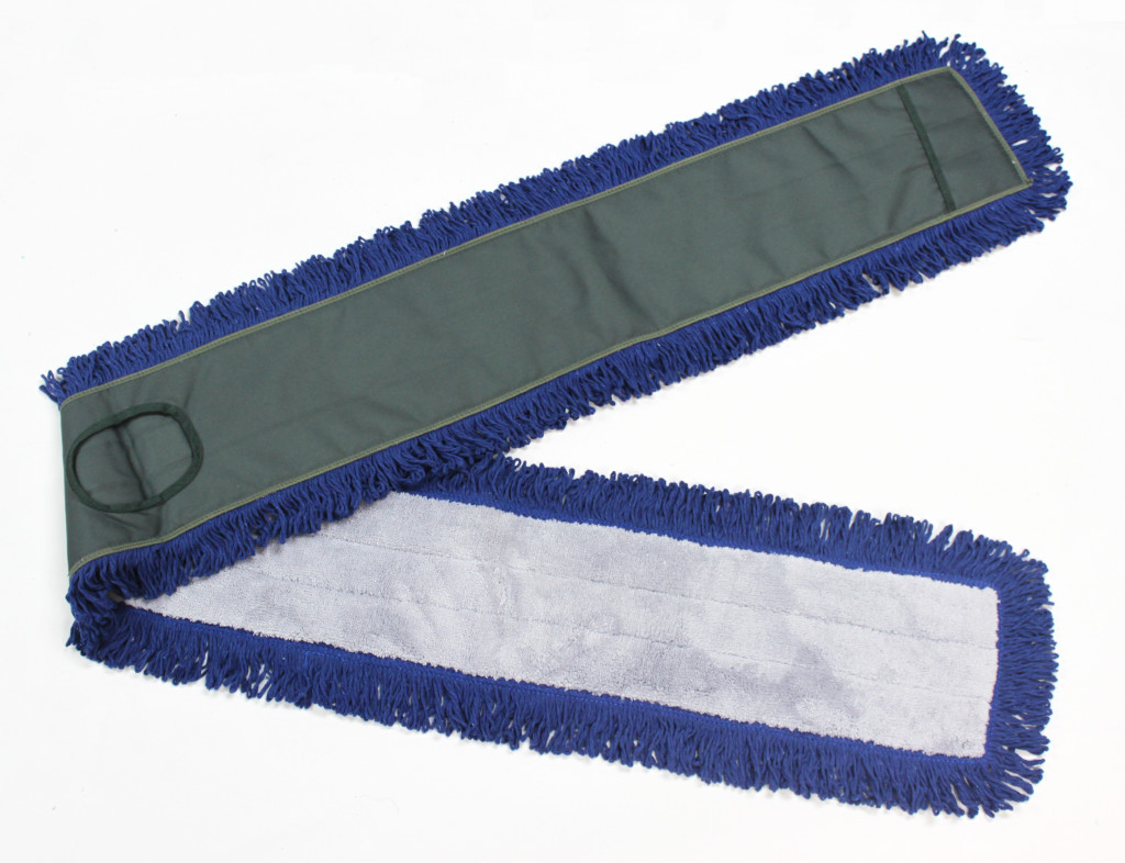 MICROFIBER FRINGED DUST MOPS W/CANVAS BACKING